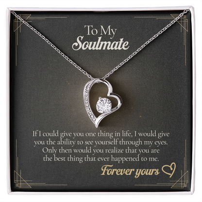 To My Soulmate Necklace, Forever Love Pendant with Message Card, Anniversary Birthday Valentines Christmas Gift for Her Him Soulmate