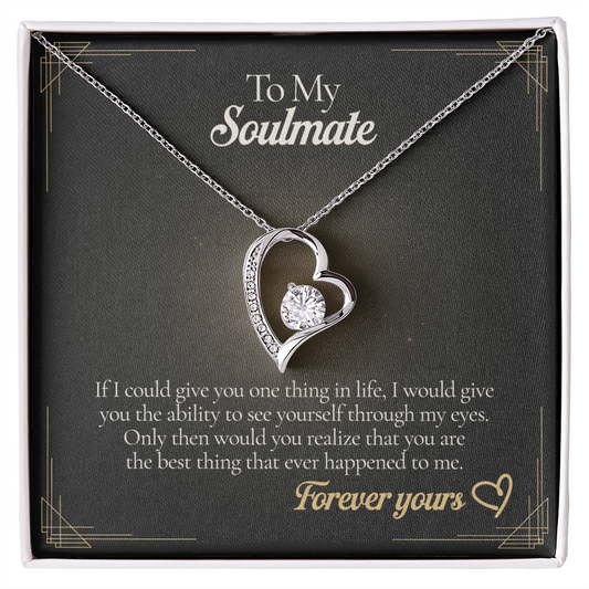 To My Soulmate Necklace, Forever Love Pendant with Message Card, Anniversary Birthday Valentines Christmas Gift for Her Him Soulmate