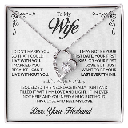 To My Beautiful Wife Necklace, Forever Love Pendant with Message Card