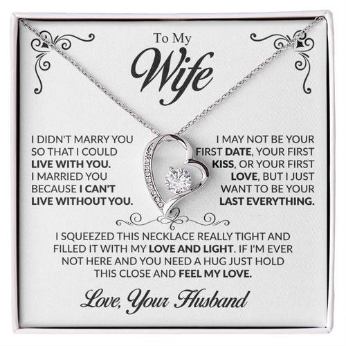 To My Beautiful Wife Necklace, Forever Love Pendant with Message Card