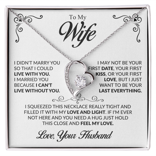 To My Beautiful Wife Necklace, Forever Love Pendant with Message Card