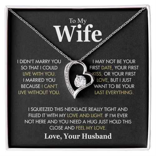 To My Wife Necklace from Husband, Forever Love Pendant with Message Card