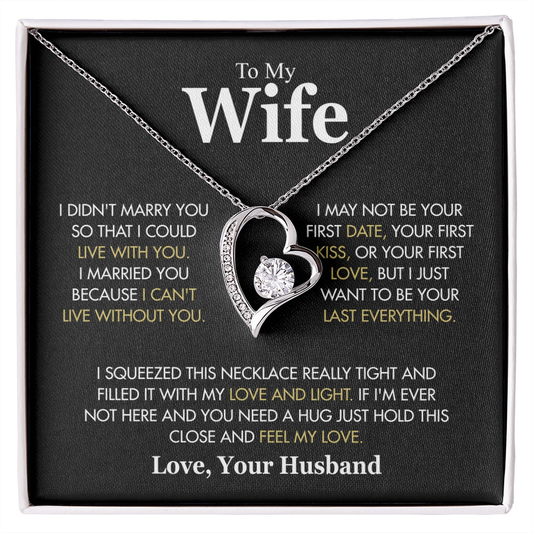 To My Wife Necklace from Husband, Forever Love Pendant with Message Card