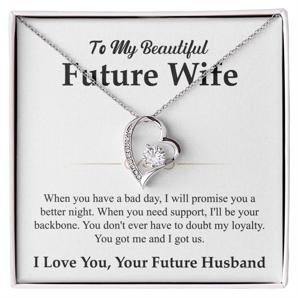 To My Beautiful Future Wife Necklace, Forever Love Pendant with Message Card