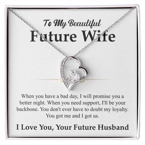 To My Beautiful Future Wife Necklace, Forever Love Pendant with Message Card