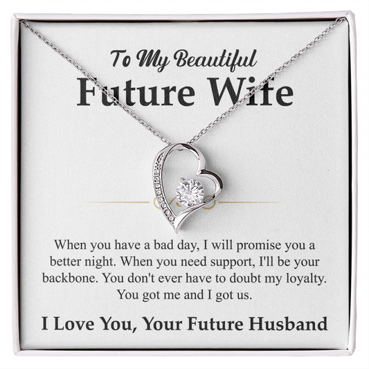 To My Beautiful Future Wife Necklace, Forever Love Pendant with Message Card