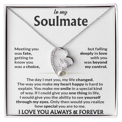 To My Soulmate Necklace, Forever Love Pendant with Message Card, Meeting You