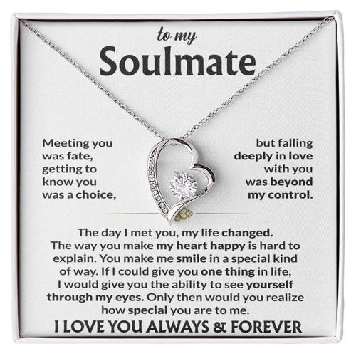 To My Soulmate Necklace, Forever Love Pendant with Message Card, Meeting You