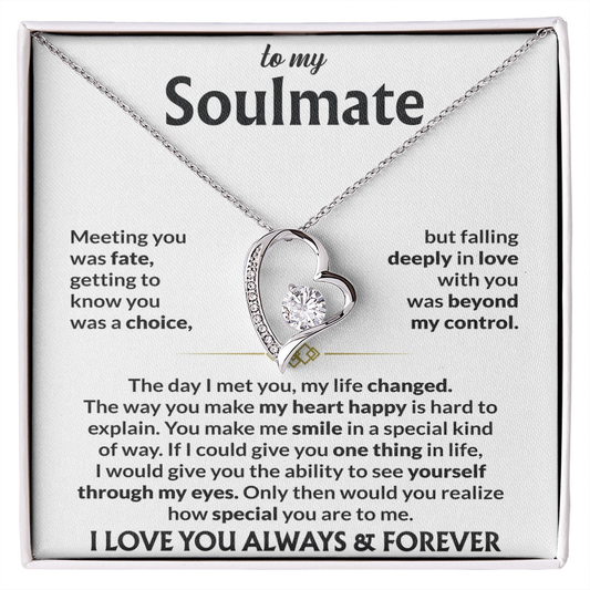 To My Soulmate Necklace, Forever Love Pendant with Message Card, Meeting You