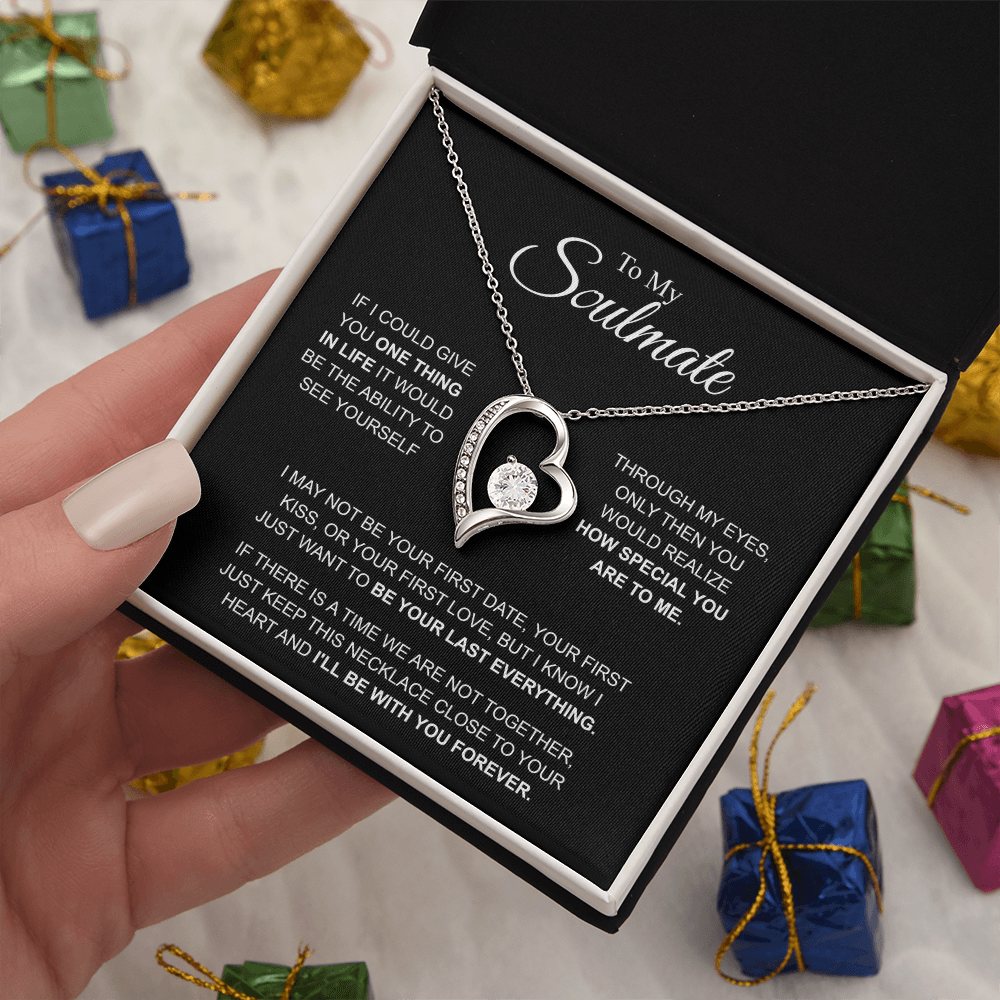 To My Soulmate Necklace, Forever Love Pendant with Message Card, I'll Be With You Forever