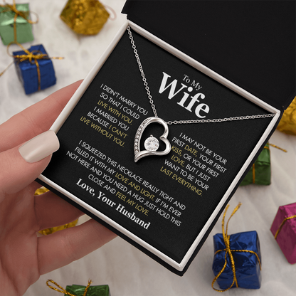 To My Wife Necklace from Husband, Forever Love Pendant with Message Card