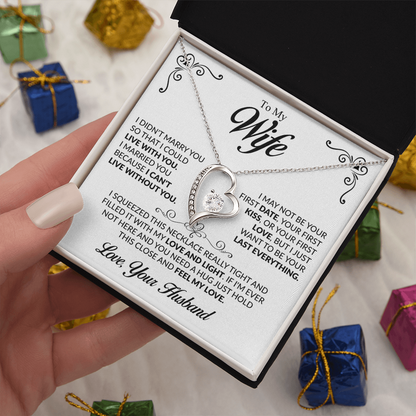 To My Beautiful Wife Necklace, Forever Love Pendant with Message Card
