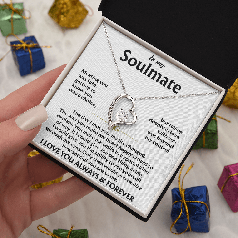 To My Soulmate Necklace, Forever Love Pendant with Message Card, Meeting You
