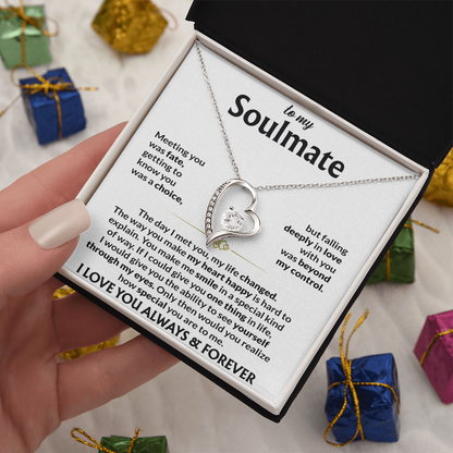 To My Soulmate Necklace, Forever Love Pendant with Message Card, Meeting You