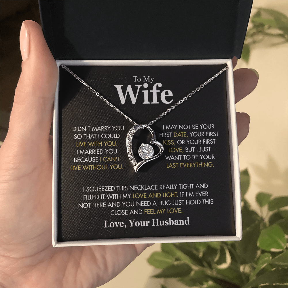 To My Wife Necklace from Husband, Forever Love Pendant with Message Card