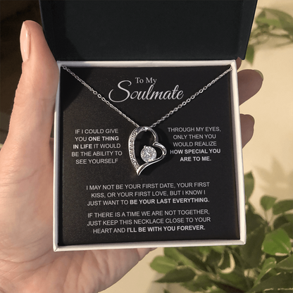 To My Soulmate Necklace, Forever Love Pendant with Message Card, I'll Be With You Forever