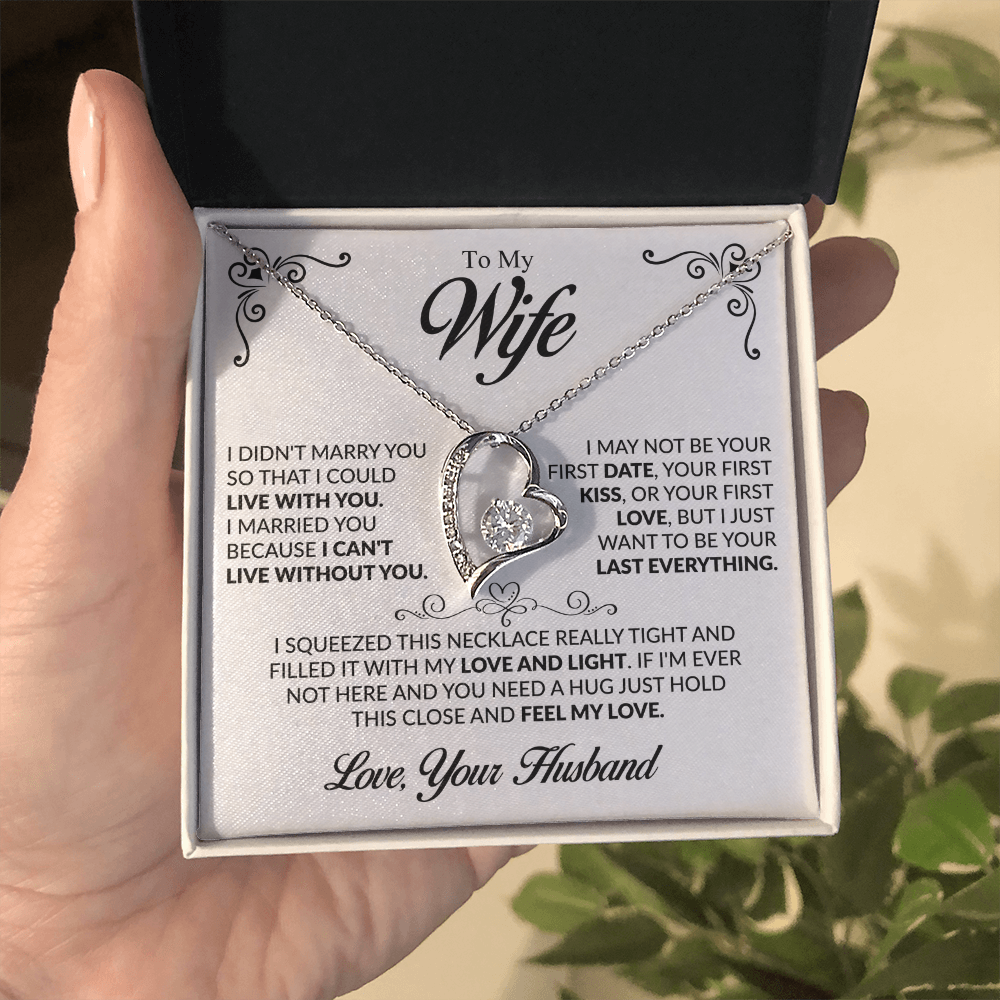 To My Beautiful Wife Necklace, Forever Love Pendant with Message Card