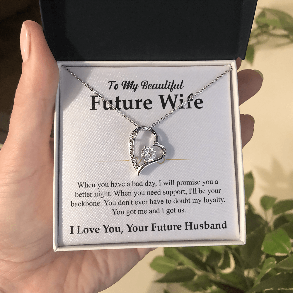 To My Beautiful Future Wife Necklace, Forever Love Pendant with Message Card