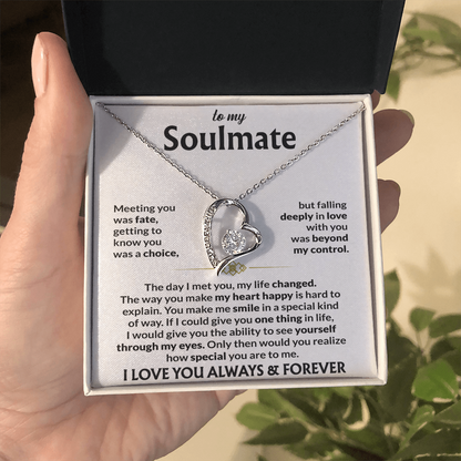 To My Soulmate Necklace, Forever Love Pendant with Message Card, Meeting You