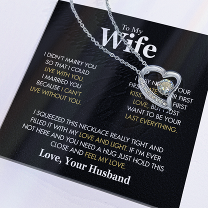To My Wife Necklace from Husband, Forever Love Pendant with Message Card