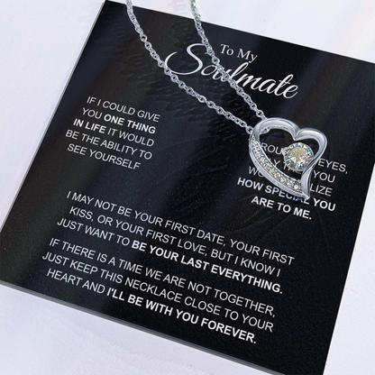 To My Soulmate Necklace, Forever Love Pendant with Message Card, I'll Be With You Forever