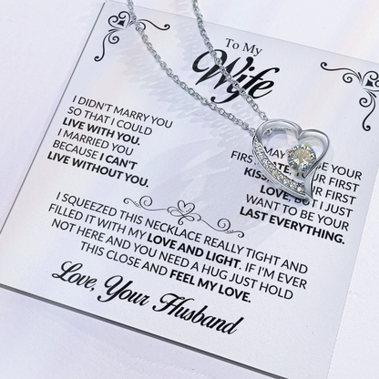 To My Beautiful Wife Necklace, Forever Love Pendant with Message Card