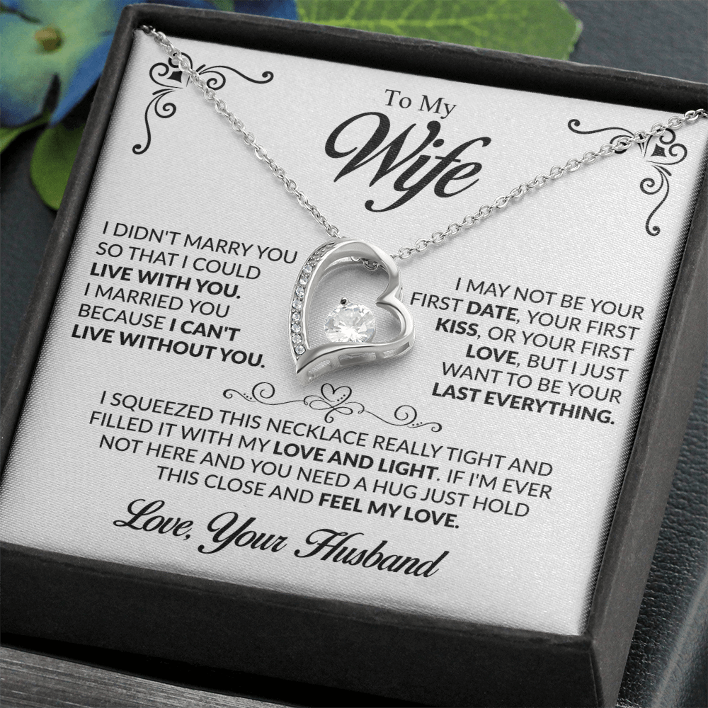 To My Beautiful Wife Necklace, Forever Love Pendant with Message Card