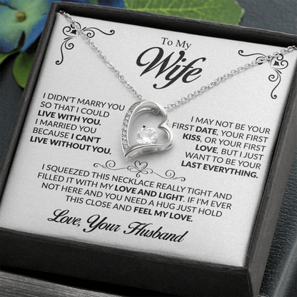 To My Beautiful Wife Necklace, Forever Love Pendant with Message Card