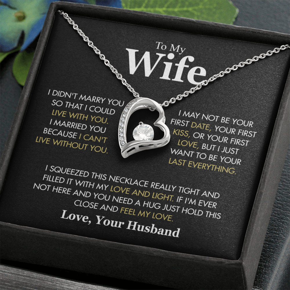 To My Wife Necklace from Husband, Forever Love Pendant with Message Card