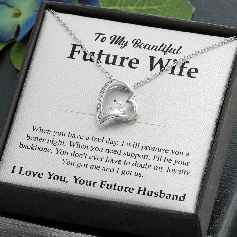 To My Beautiful Future Wife Necklace, Forever Love Pendant with Message Card