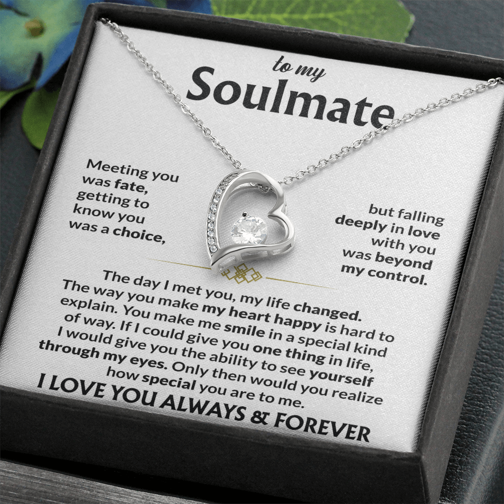To My Soulmate Necklace, Forever Love Pendant with Message Card, Meeting You