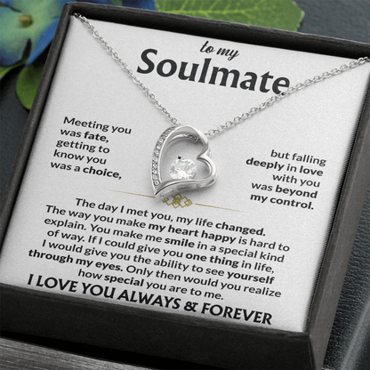 To My Soulmate Necklace, Forever Love Pendant with Message Card, Meeting You