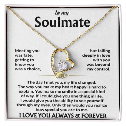 To My Soulmate Necklace, Forever Love Pendant with Message Card, Meeting You