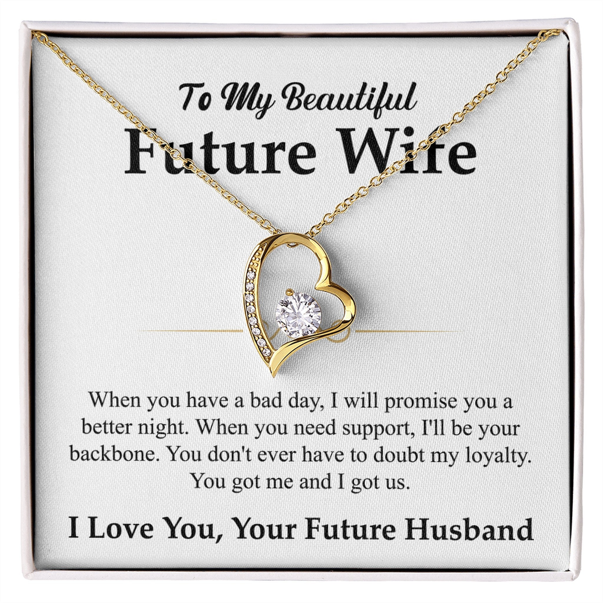 To My Beautiful Future Wife Necklace, Forever Love Pendant with Message Card