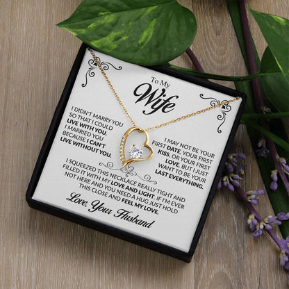 To My Beautiful Wife Necklace, Forever Love Pendant with Message Card