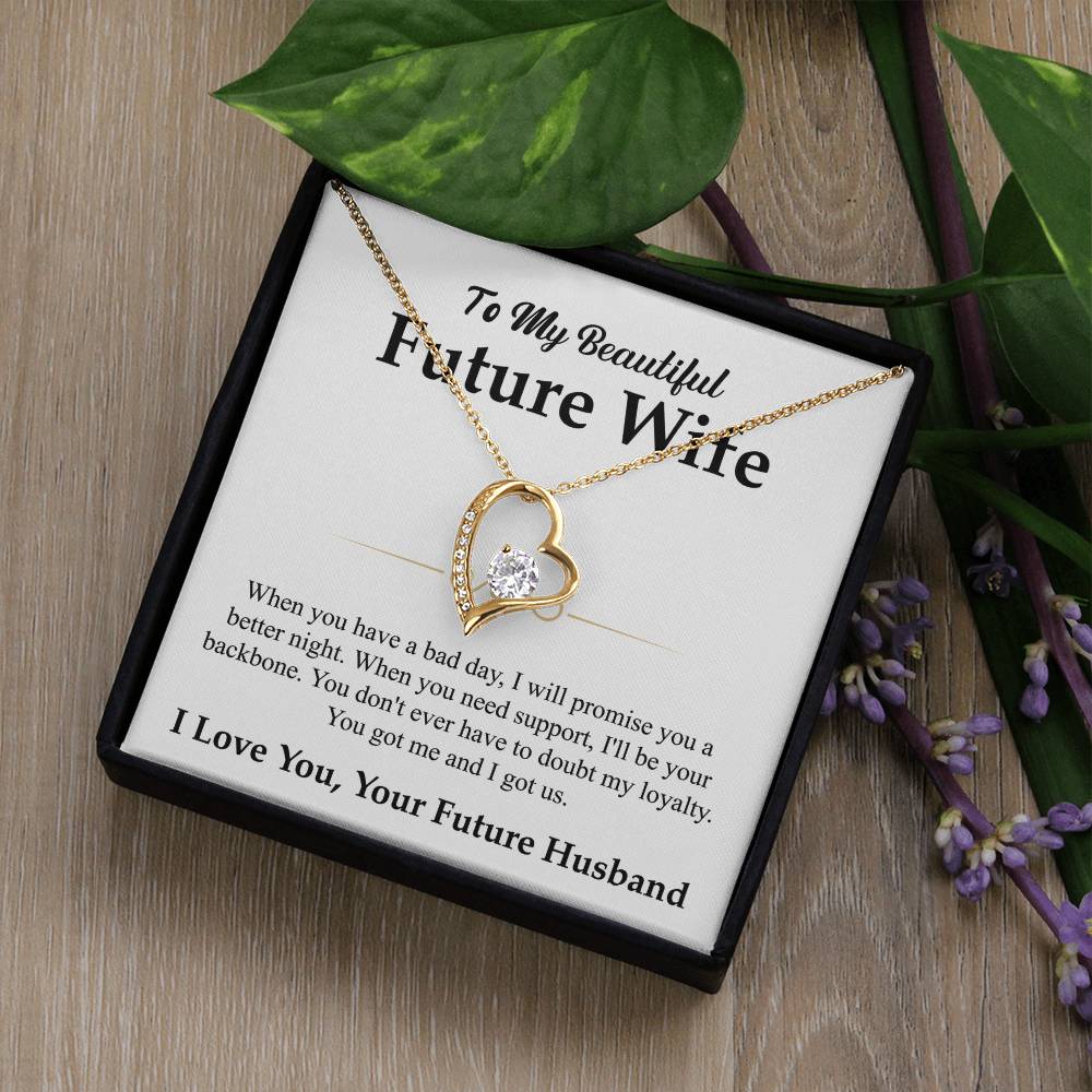 To My Beautiful Future Wife Necklace, Forever Love Pendant with Message Card