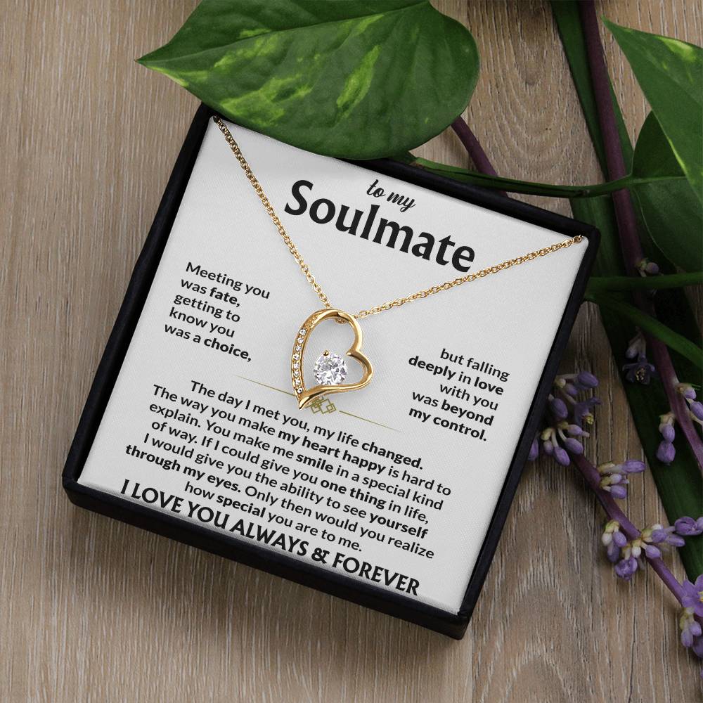 To My Soulmate Necklace, Forever Love Pendant with Message Card, Meeting You