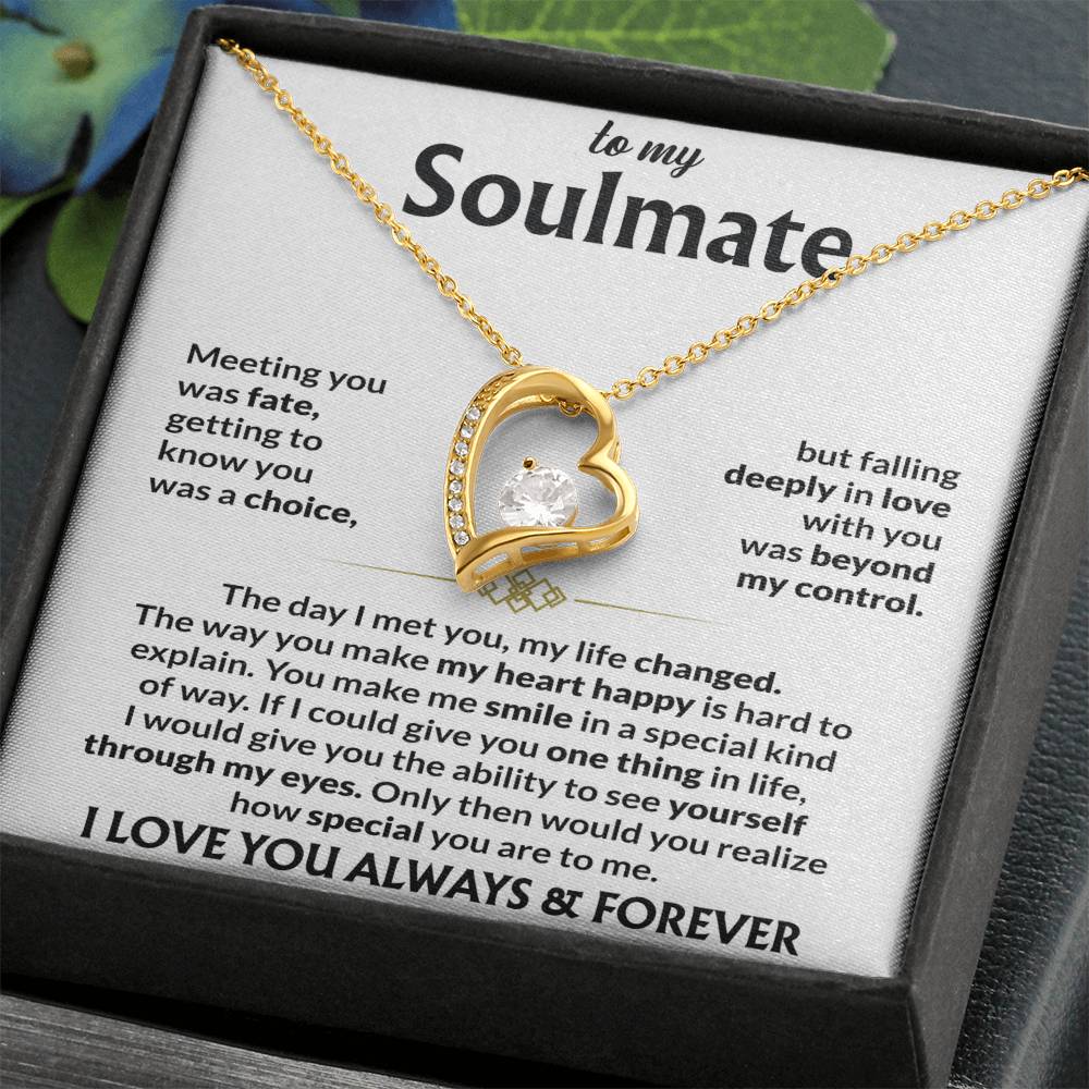 To My Soulmate Necklace, Forever Love Pendant with Message Card, Meeting You