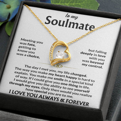 To My Soulmate Necklace, Forever Love Pendant with Message Card, Meeting You