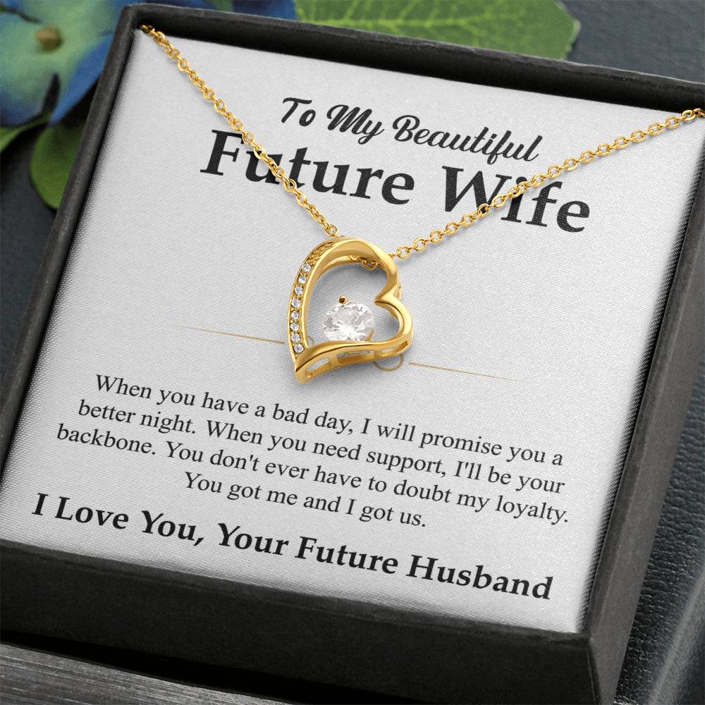 To My Beautiful Future Wife Necklace, Forever Love Pendant with Message Card