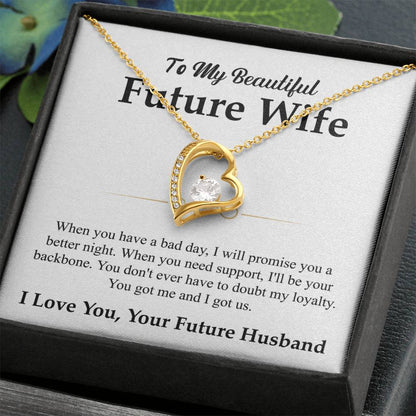 To My Beautiful Future Wife Necklace, Forever Love Pendant with Message Card
