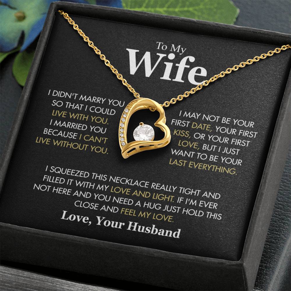 To My Wife Necklace from Husband, Forever Love Pendant with Message Card