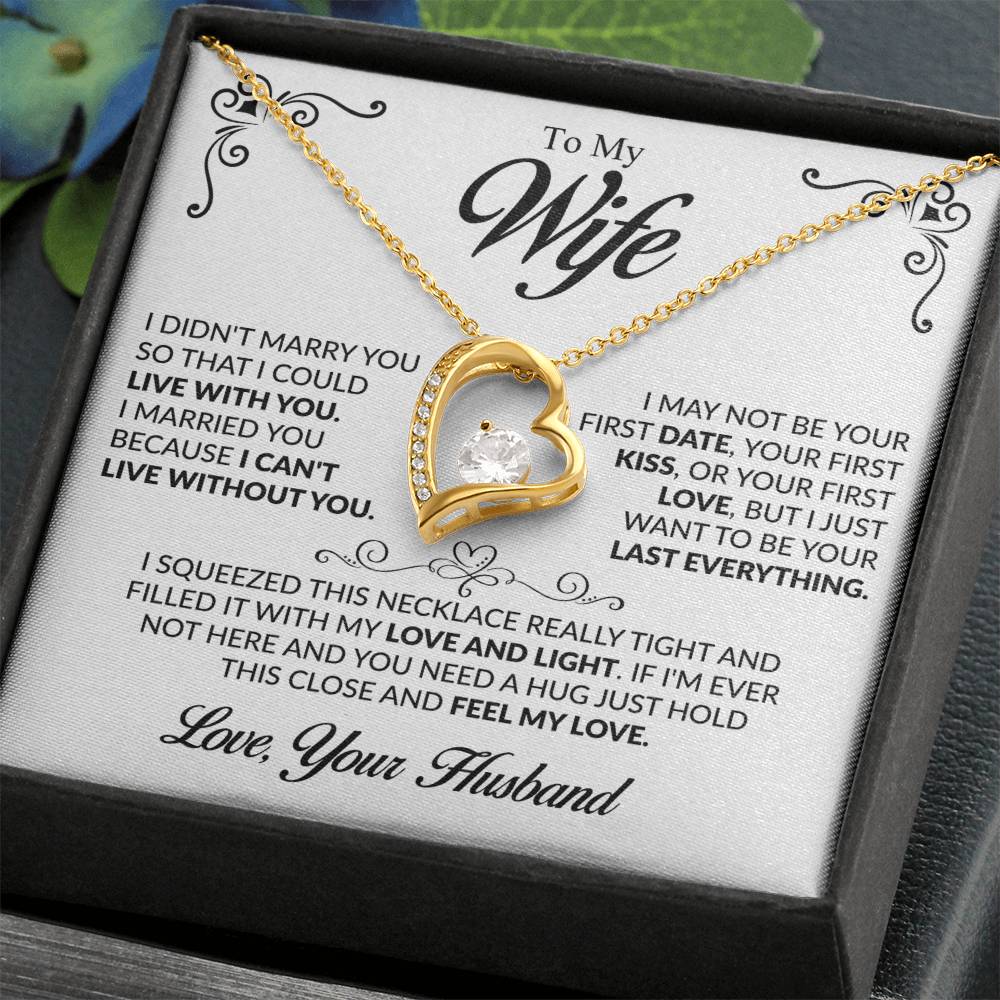 To My Beautiful Wife Necklace, Forever Love Pendant with Message Card