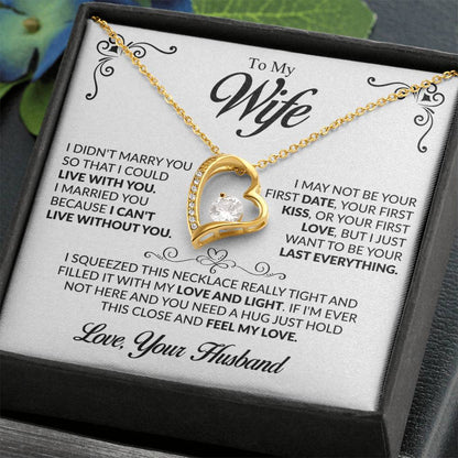 To My Beautiful Wife Necklace, Forever Love Pendant with Message Card